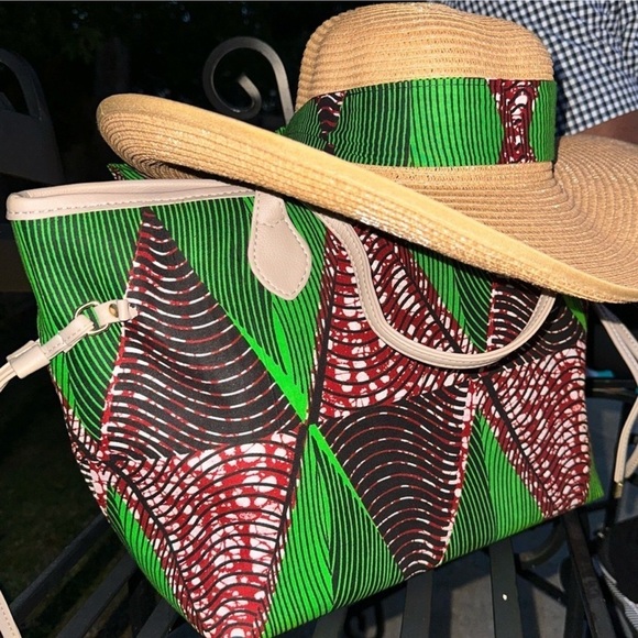 Vintage 💕Kweenzyafrik Ankara printed handmade Keimie Carry  all Tote hat set - Picture 1 of 16
